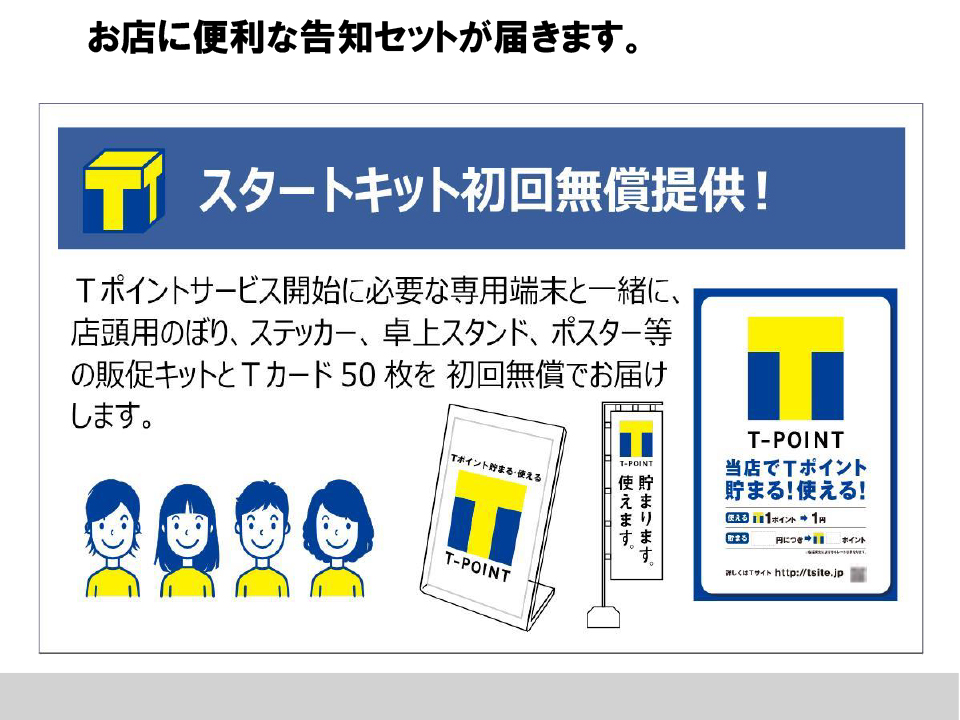 お店に便利な告知セットが届きます。