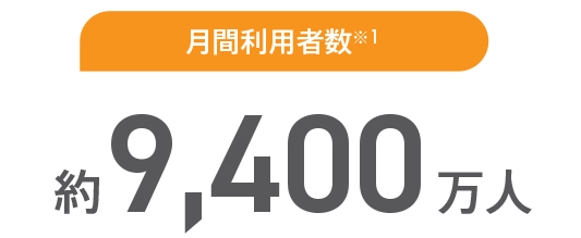 月間利用者数約9,400万人。多くのユーザーに支持されています。